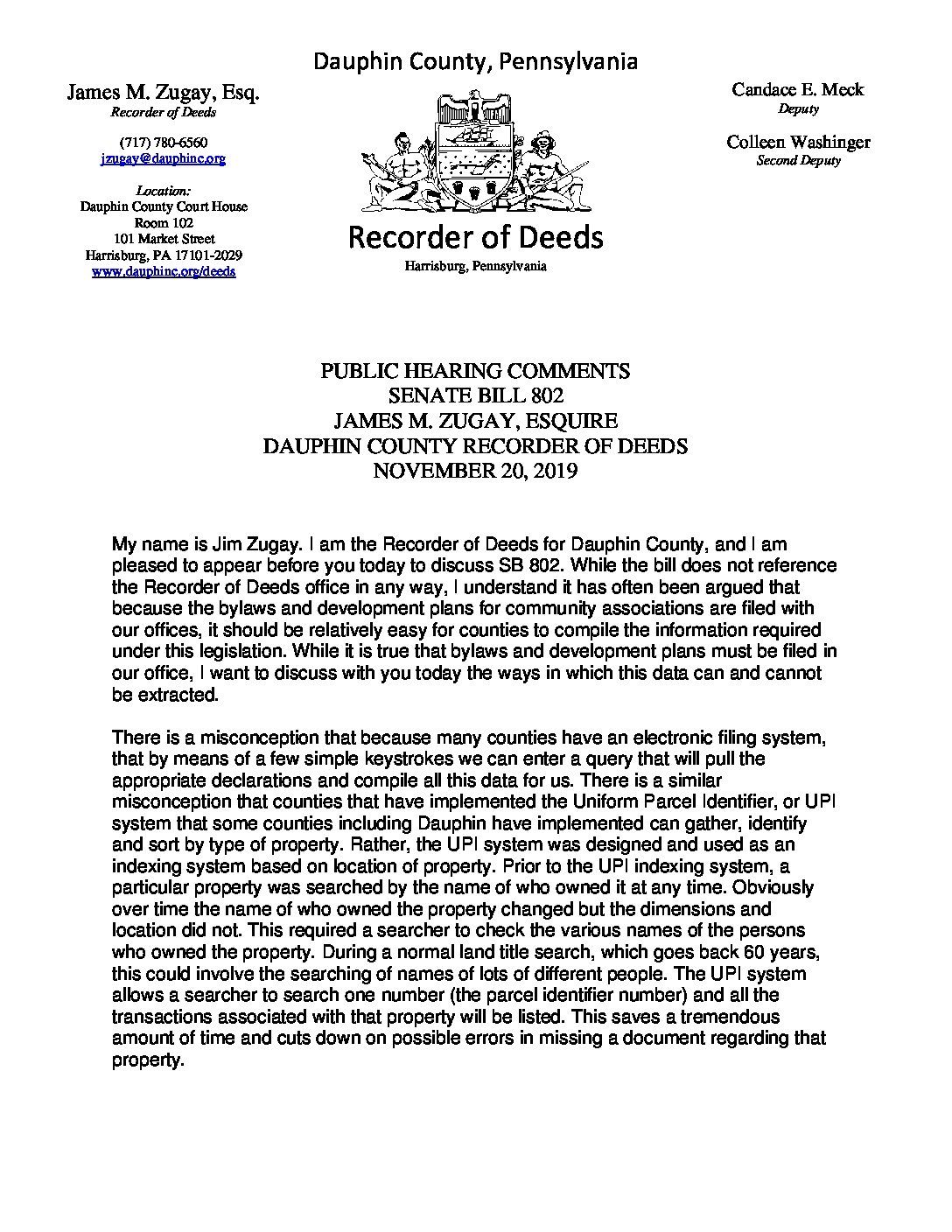 James M. Zugay - Urban Affairs & Housing Committee